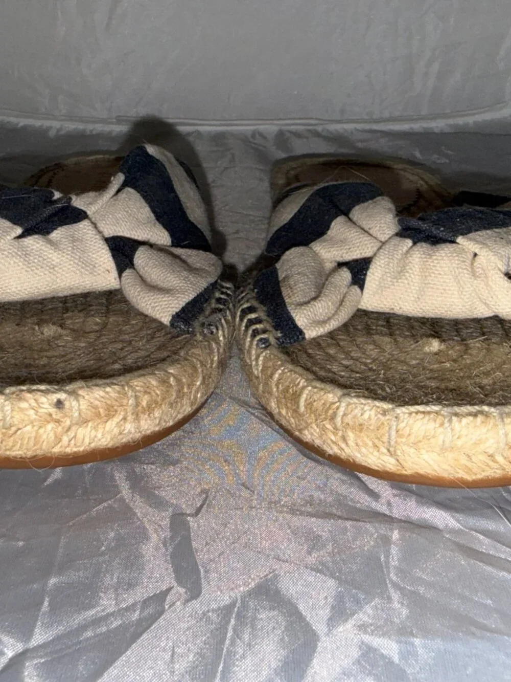 J.Crew Navy & Cream Striped Espadrille Slide Sandals Size 7.5